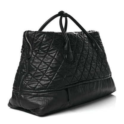 Chanel Coated Canvas Quilted Travel Bag Black 3 of 12