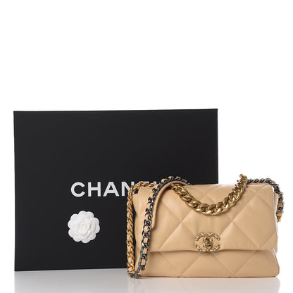 Chanel Shiny Goatskin Quilted Large 19 Flap Beige 11 of 11