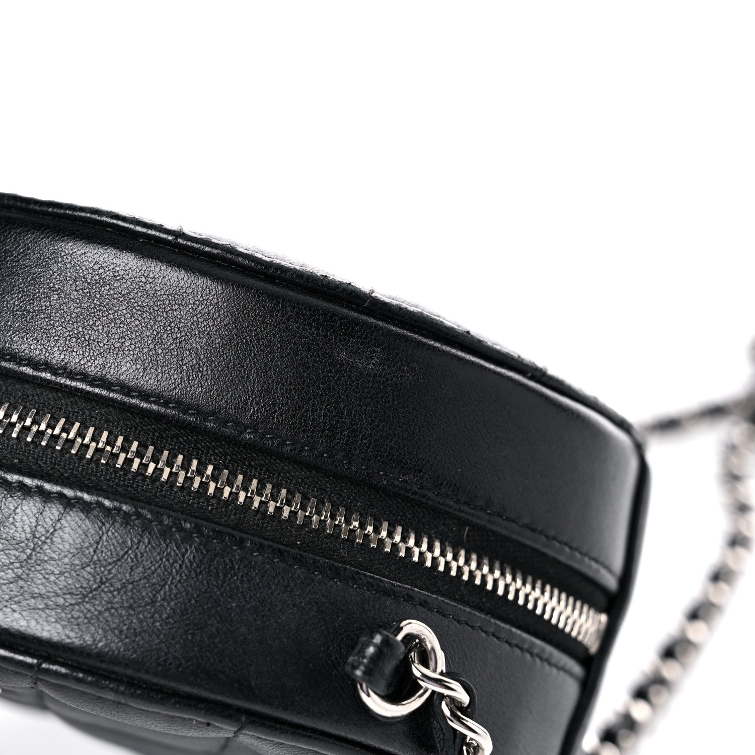 Chanel Lambskin Quilted Round Clutch With Chain Black 14 of 16