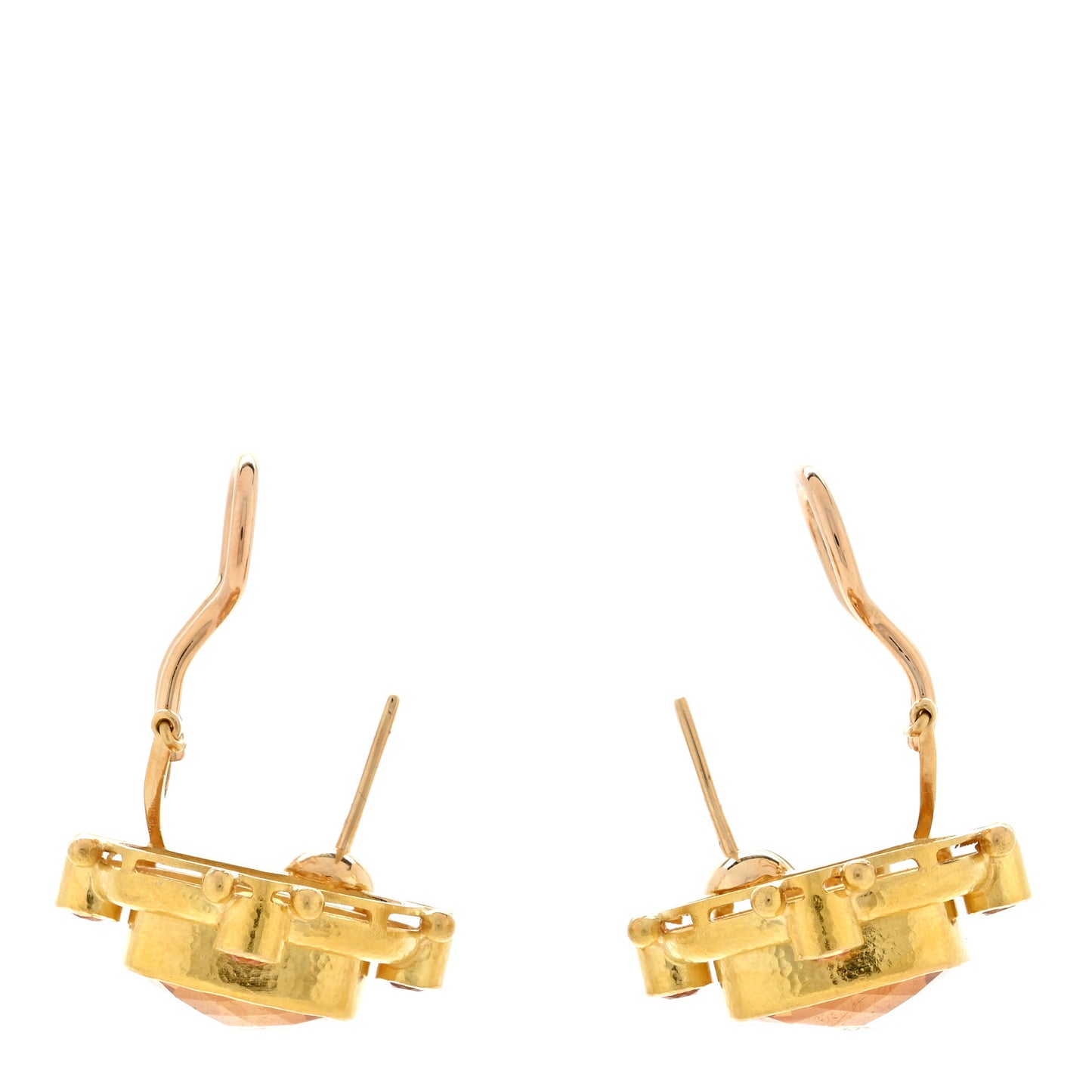 18K Yellow Gold Citrine Vertical Cushion Cut Earrings