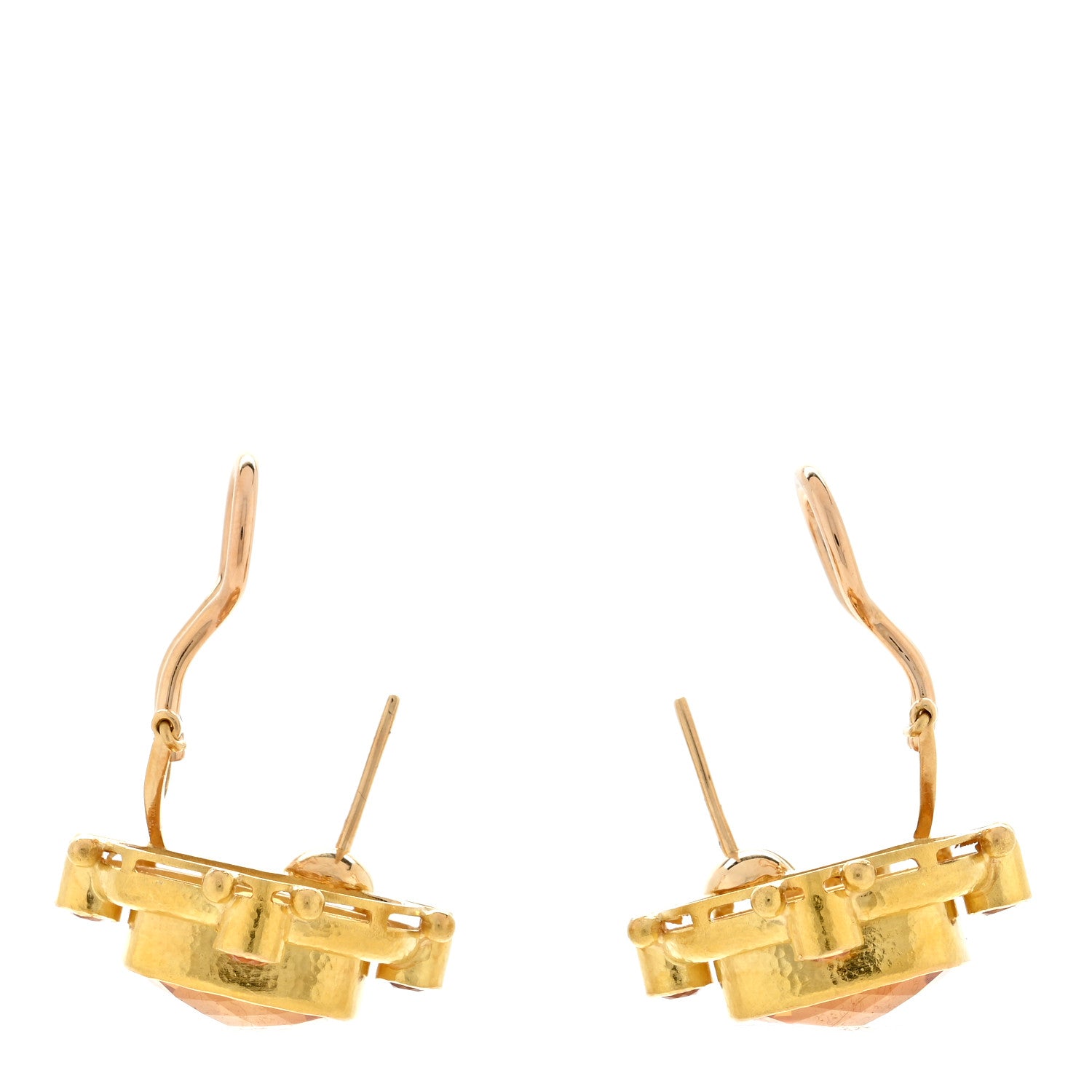 Elizabeth Locke 18K Yellow Gold Citrine Vertical Cushion Cut Earrings 3 of 4