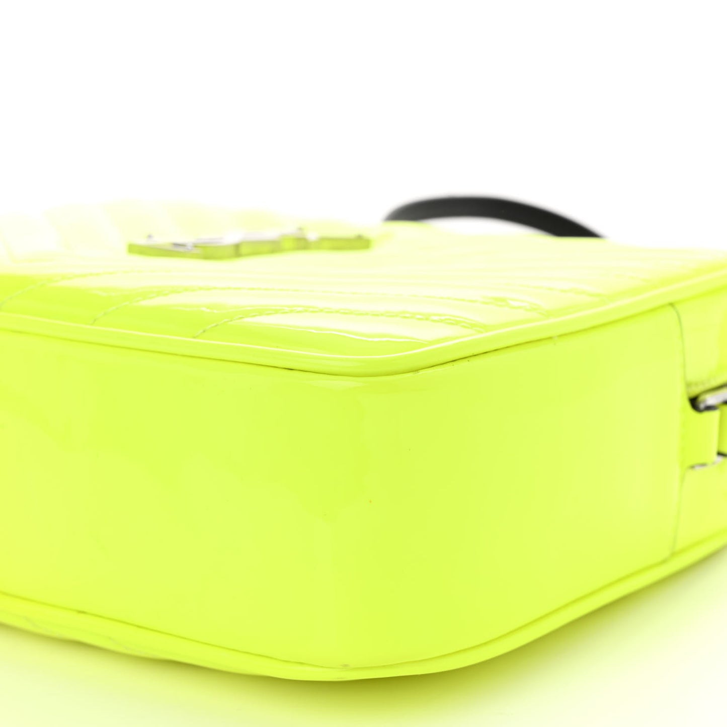 Patent Calfskin Matelasse Monogram Lou Camera Bag Neon Yellow