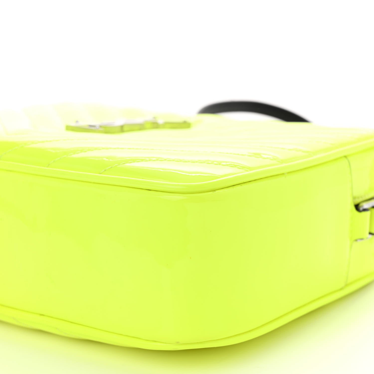 Saint Laurent Patent Calfskin Matelasse Monogram Lou Camera Bag Neon Yellow 9 of 12