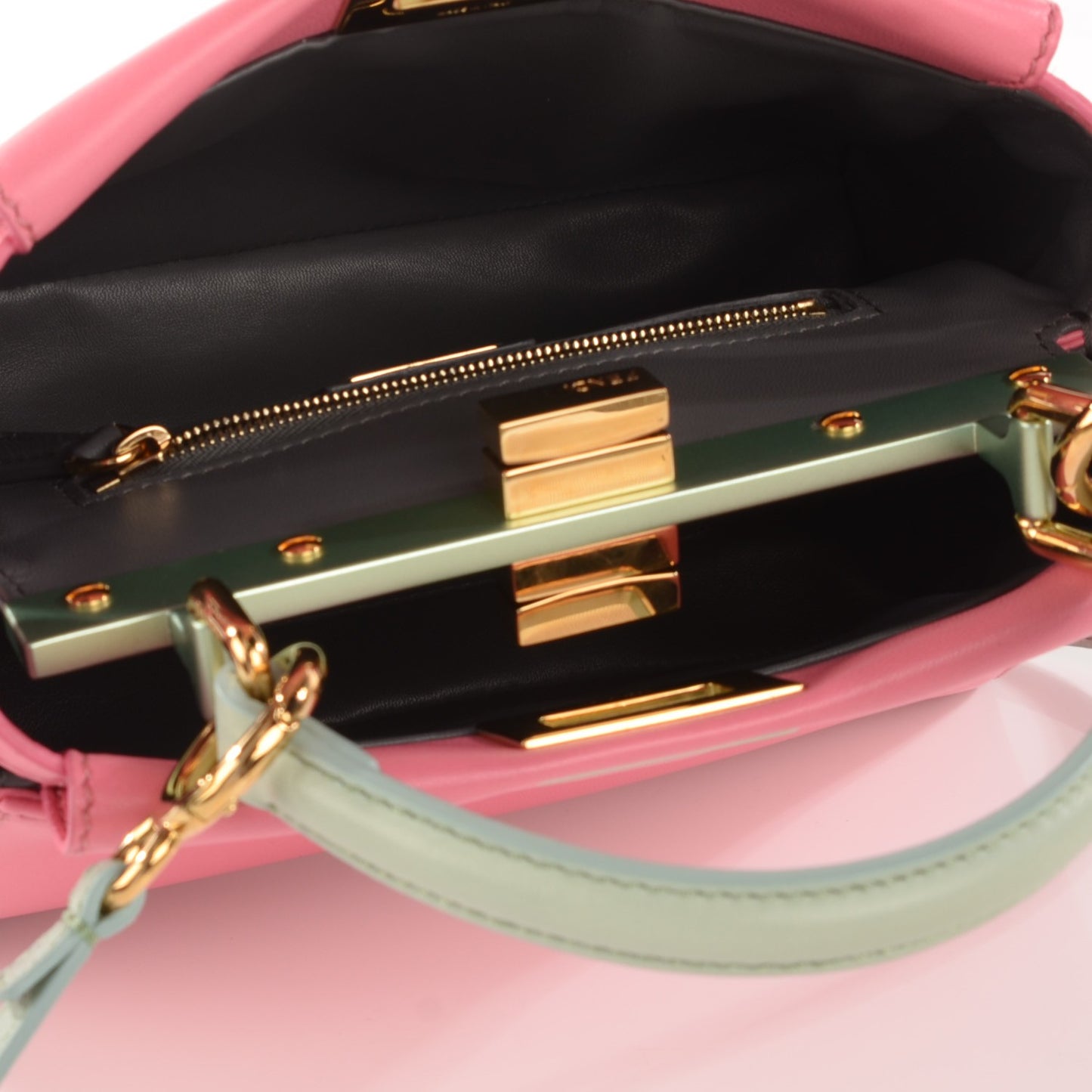Nappa Colorblock Mini Peekaboo Iconic Satchel Rosa Fluo Oxigen Slate