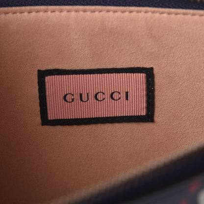 Gucci Calfskin GucciGhost Print Pouch Blue Agata Hibiscus Red 6 of 9