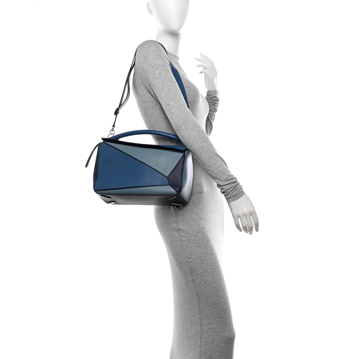 Loewe Calfskin Medium Puzzle Bag Marine Stone Steel Blue 2 of 11