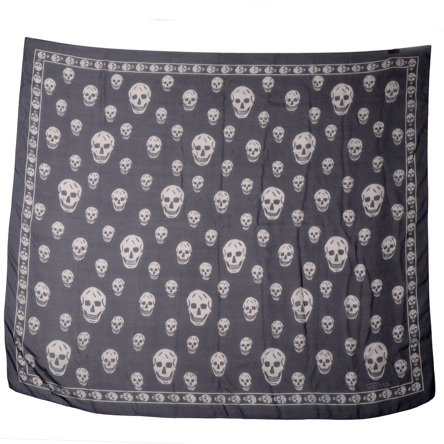 Silk Chiffon Skull Scarf Black Ivory