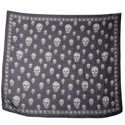Alexander McQueen Silk Chiffon Skull Scarf Black Ivory 4 of 6