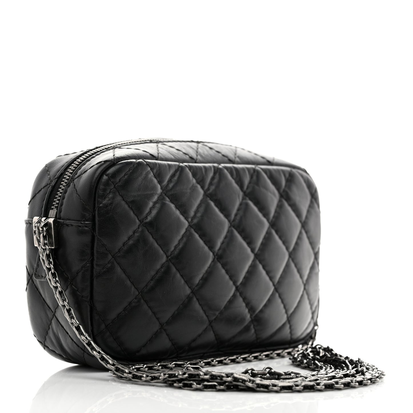 Aged Calfskin Quilted Mini Reissue Camera Case Black
