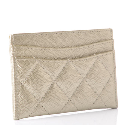 Chanel Metallic Caviar Quilted Card Holder Light Gold 3 of 9