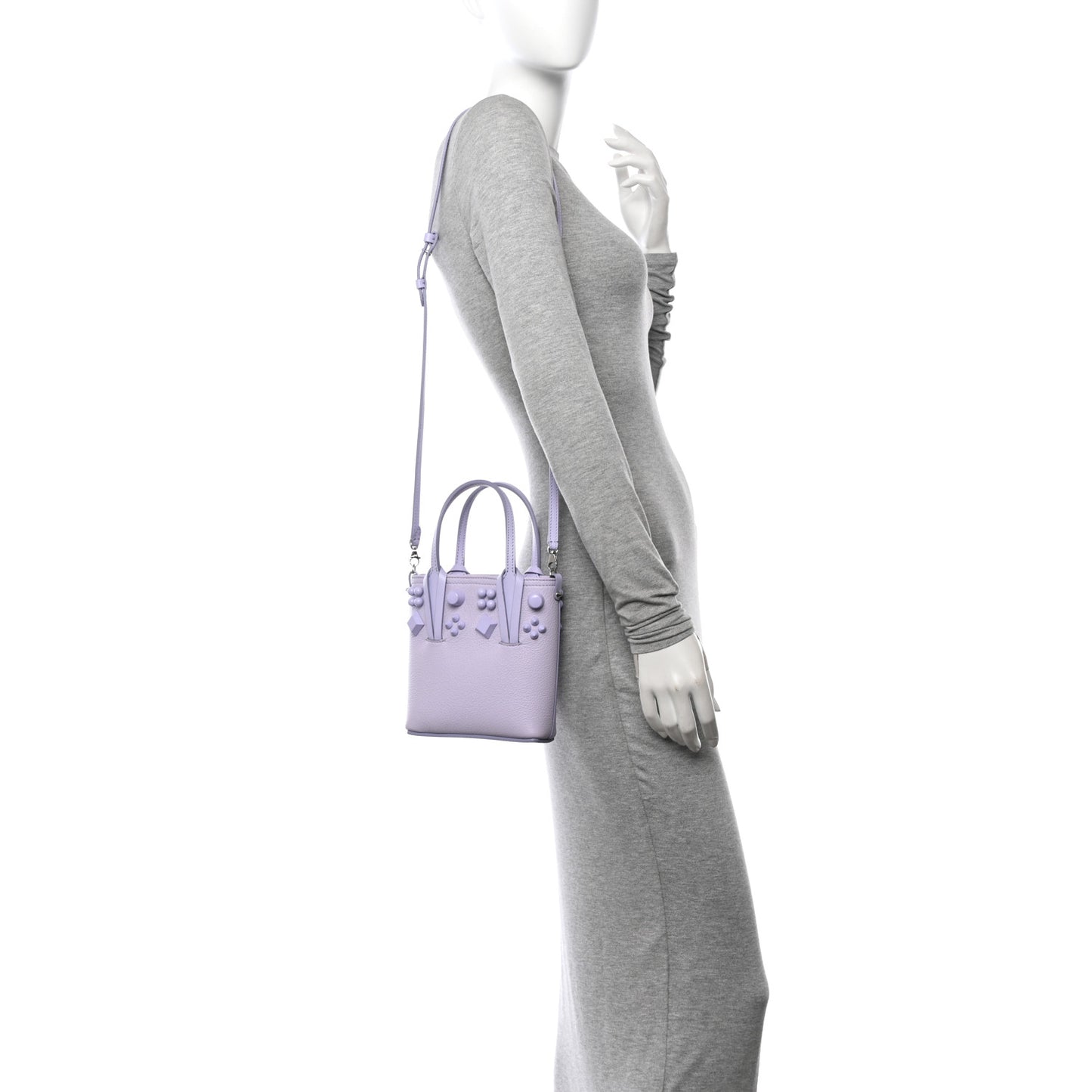Calfskin Empire Spike Studded Mini North South Cabata Tote Lilac Smoke