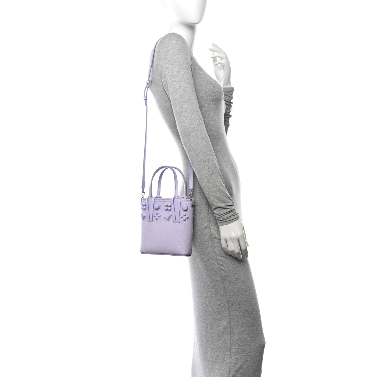 Christian Louboutin Calfskin Empire Spike Studded Mini North South Cabata Tote Lilac Smoke 2 of 10