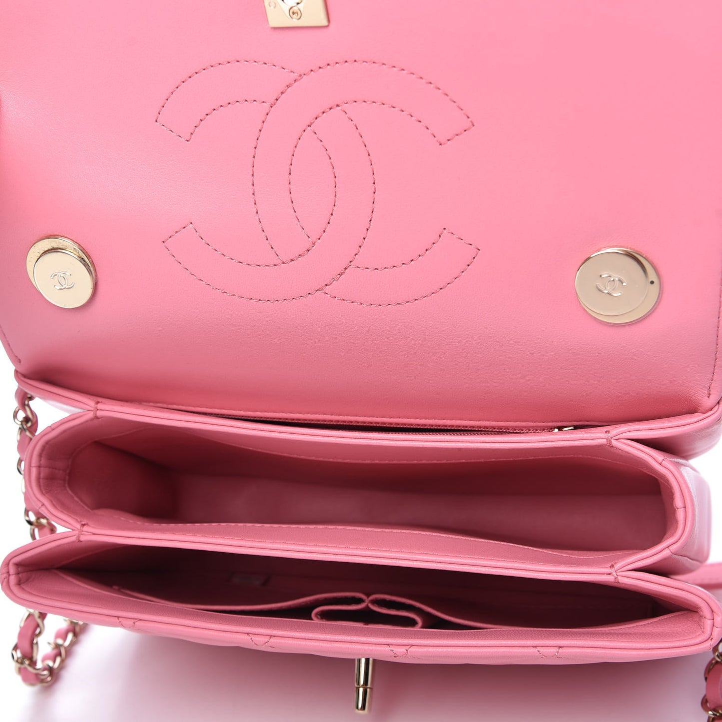 Lambskin Quilted Small Trendy CC Flap Dual Handle Bag Light Pink