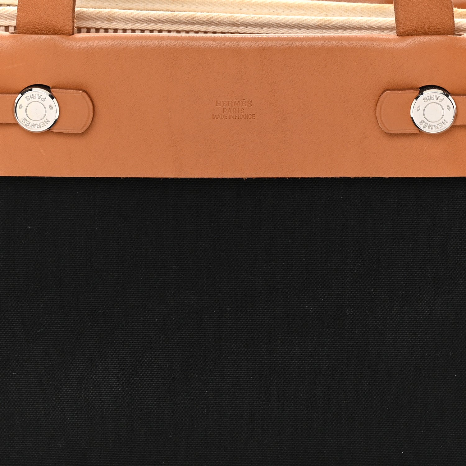 Hermes Toile Vache Hunter Herbag Cabas PM Black Natural 9 of 19