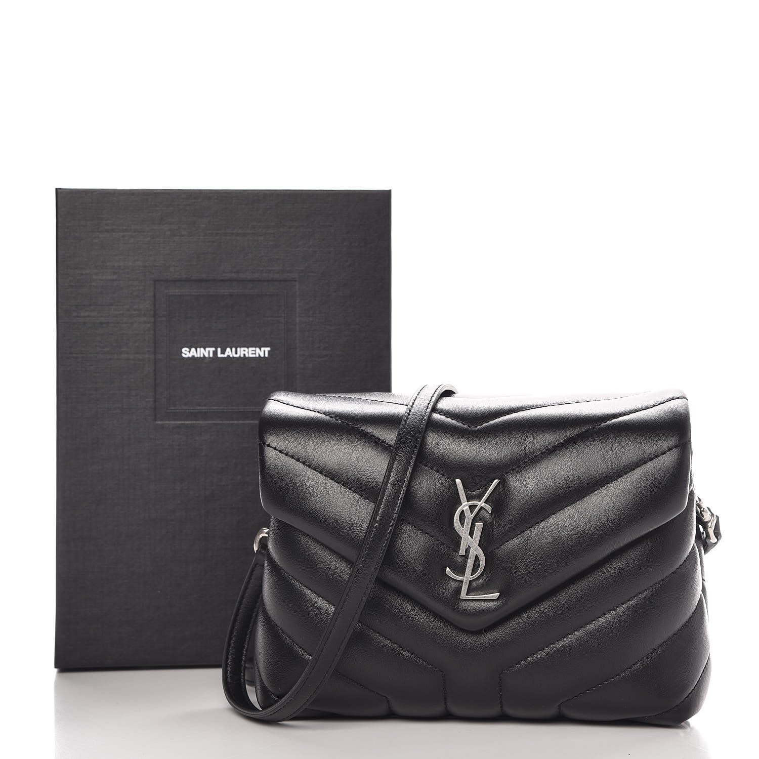 Saint Laurent Calfskin Y Quilted Monogram Toy Loulou Crossbody Bag Black 9 of 9