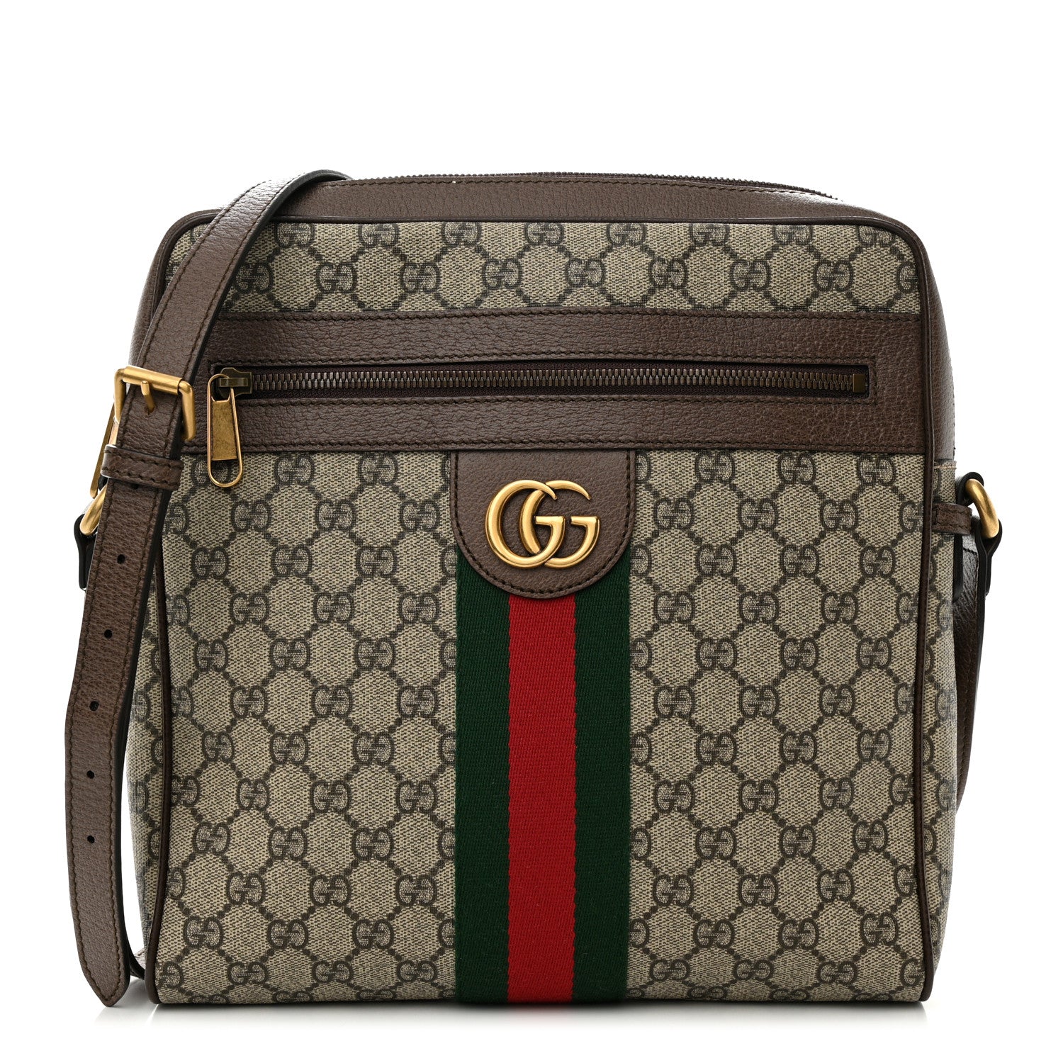 Gucci GG Supreme Monogram Web Medium Ophidia Messenger Bag Brown 1 of 11