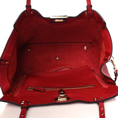 Valentino Garavani Pebbled Calfskin Medium Rockstud Tote Rosso Valentino 5 of 9