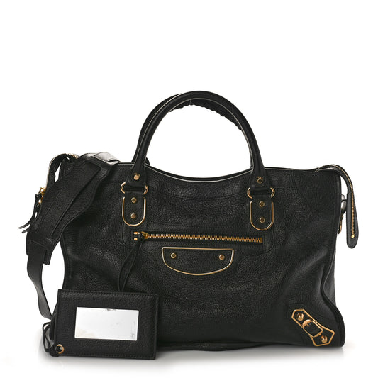 Chevre Gold Metallic Edge Hardware City Black