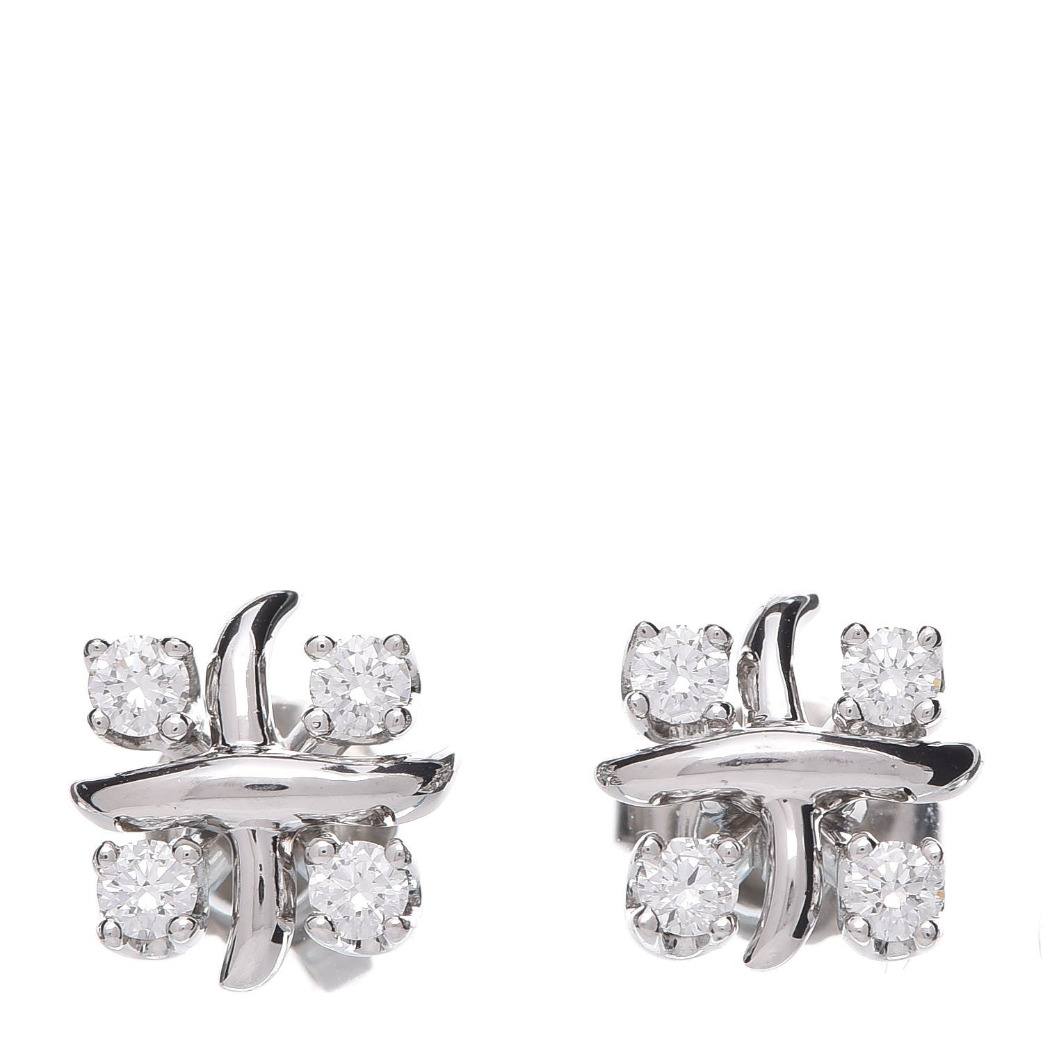 Tiffany Platinum Diamond Schlumberger Lynn Earrings 1 of 5