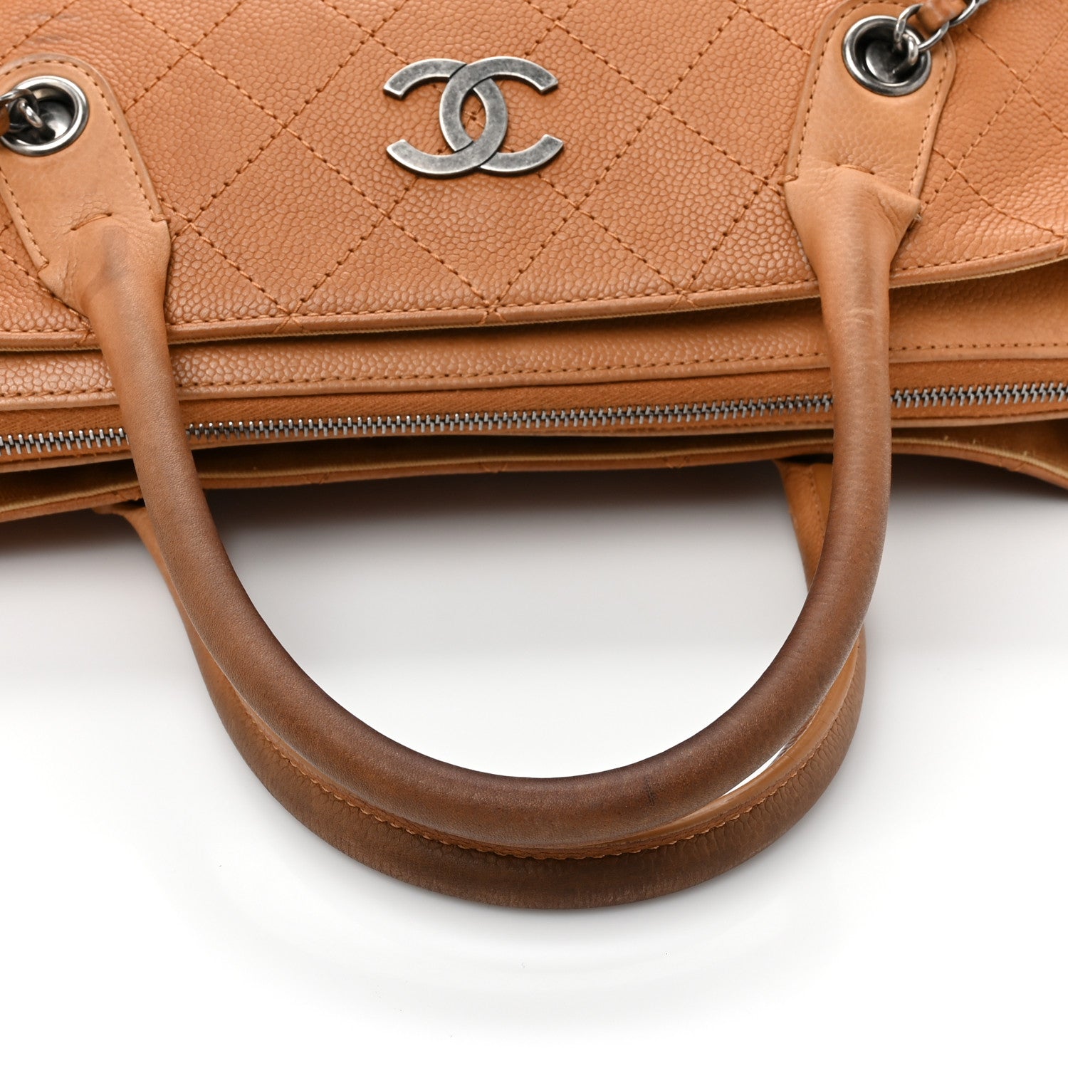 Chanel Grained Vegetal Calfskin Stitched Shopping Tote Tan 18 of 23