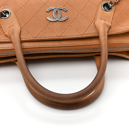 Chanel Grained Vegetal Calfskin Stitched Shopping Tote Tan 18 of 23