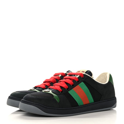 Gucci Nylon Nubuck Web Mens Screener Sneakers 8.5 Black Vintage Green 3 of 7