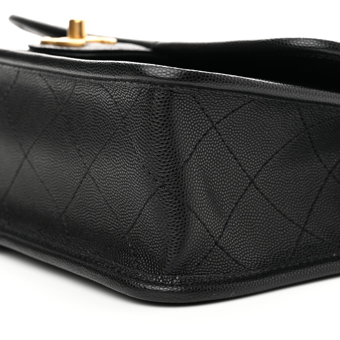Caviar Quilted School Memory Small Top Handle Flap Black