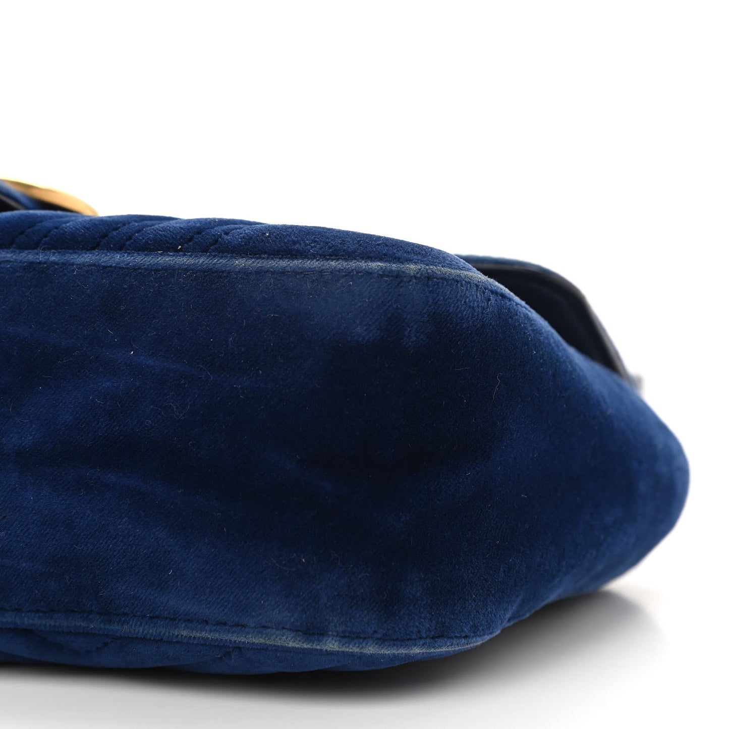 Velvet Matelasse Small GG Marmont Shoulder Bag Cobalt Blue