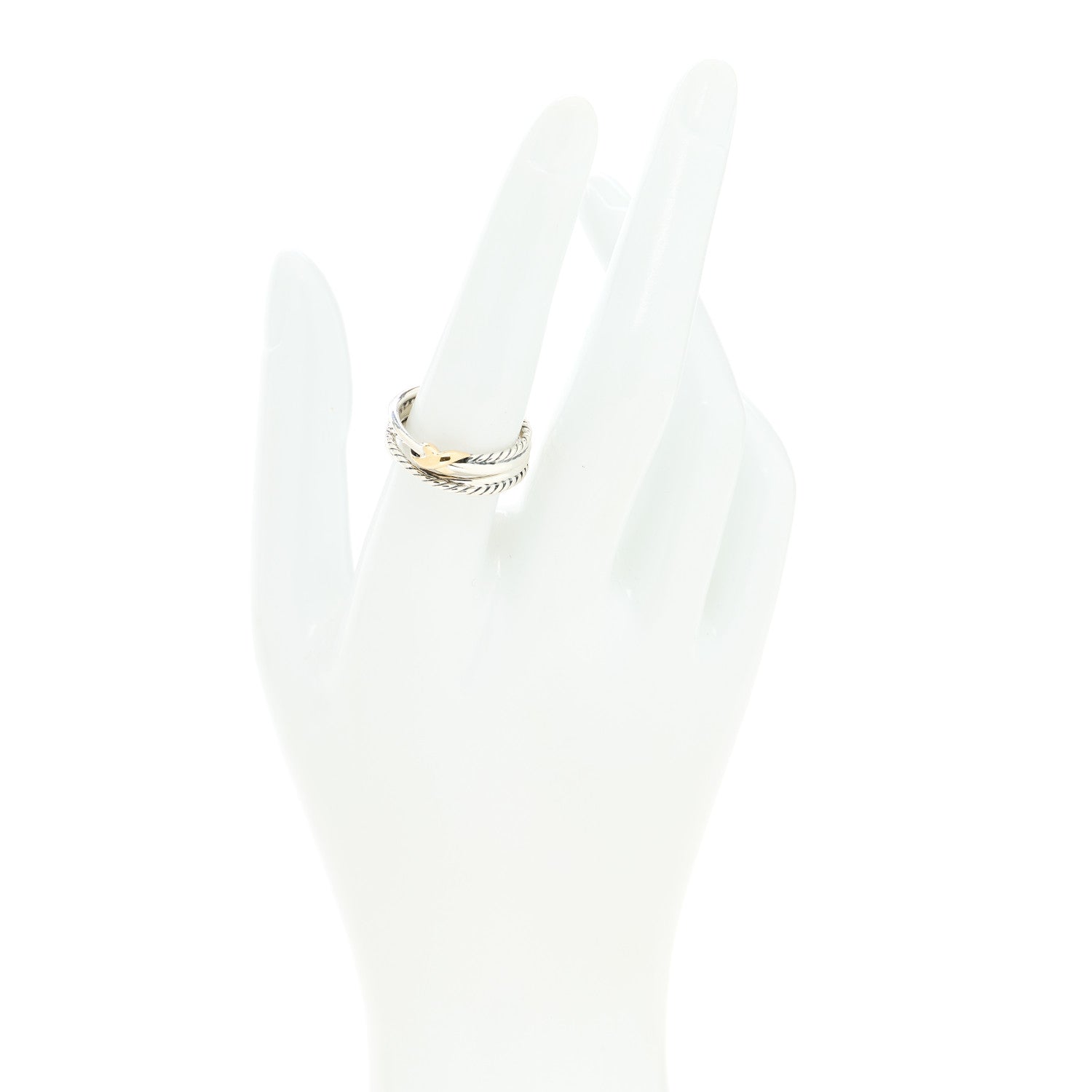 David Yurman Sterling Silver 18K Yellow Gold 6mm X Crossover Ring 55 7.25 2 of 5