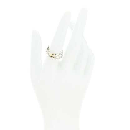 David Yurman Sterling Silver 18K Yellow Gold 6mm X Crossover Ring 55 7.25 2 of 5