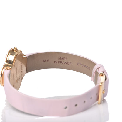 Van Cleef & Arpels 18K Yellow Gold Satin Mother of Pearl 26mm Alhambra Quartz Watch Pink 6 of 9