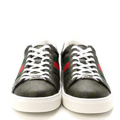 Gucci GG Supreme Monogram Web Mens New Ace Sneakers 8 Green 3 of 10