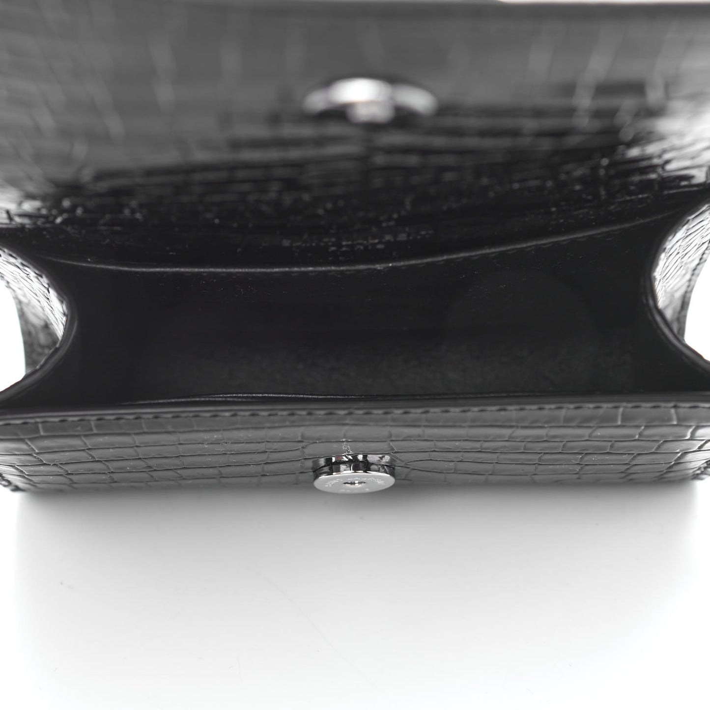 Calfskin Crocodile Embossed Monogram Kate Belt Bag Black