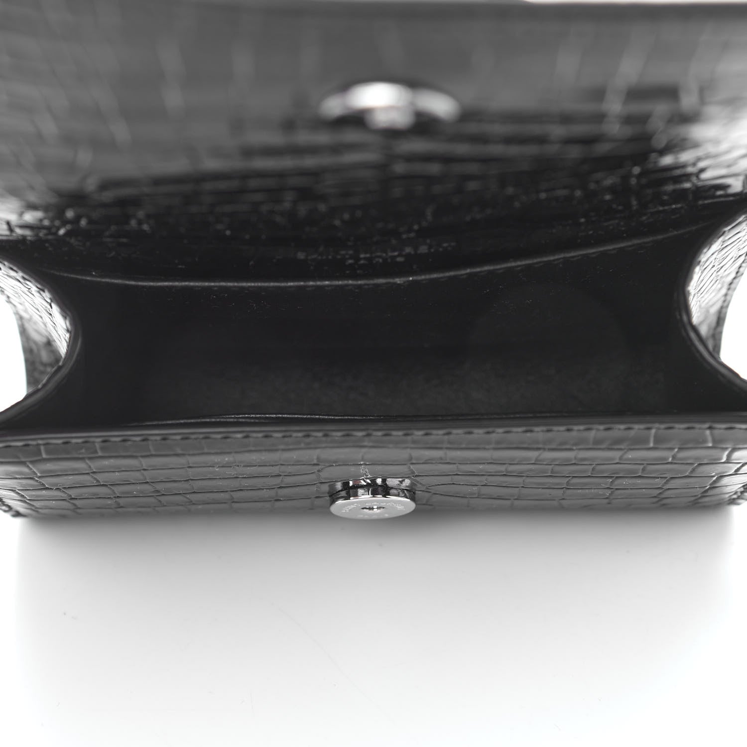 Saint Laurent Calfskin Crocodile Embossed Monogram Kate Belt Bag Black 5 of 10