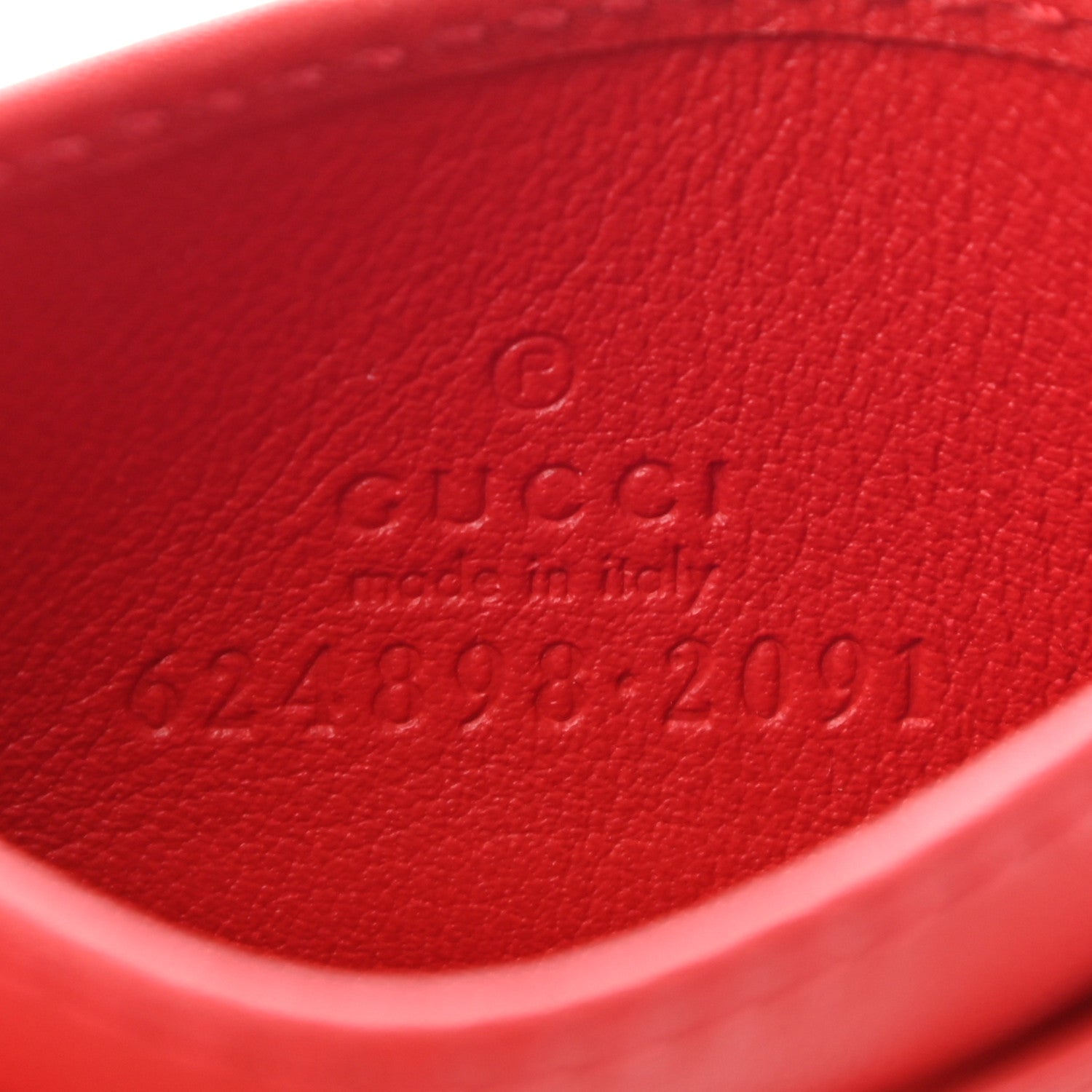 Gucci GG Supreme Monogram Apple Card Holder Beige Multicolor Lobster Red 6 of 6