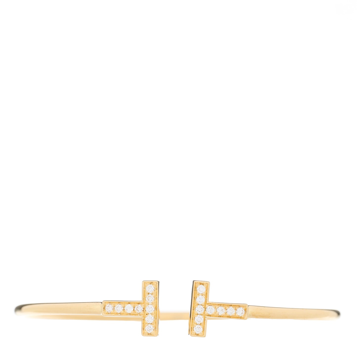 18K Yellow Gold Diamond T Wire Bracelet
