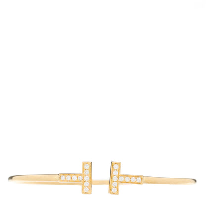 Tiffany 18K Yellow Gold Diamond T Wire Bracelet 1 of 3