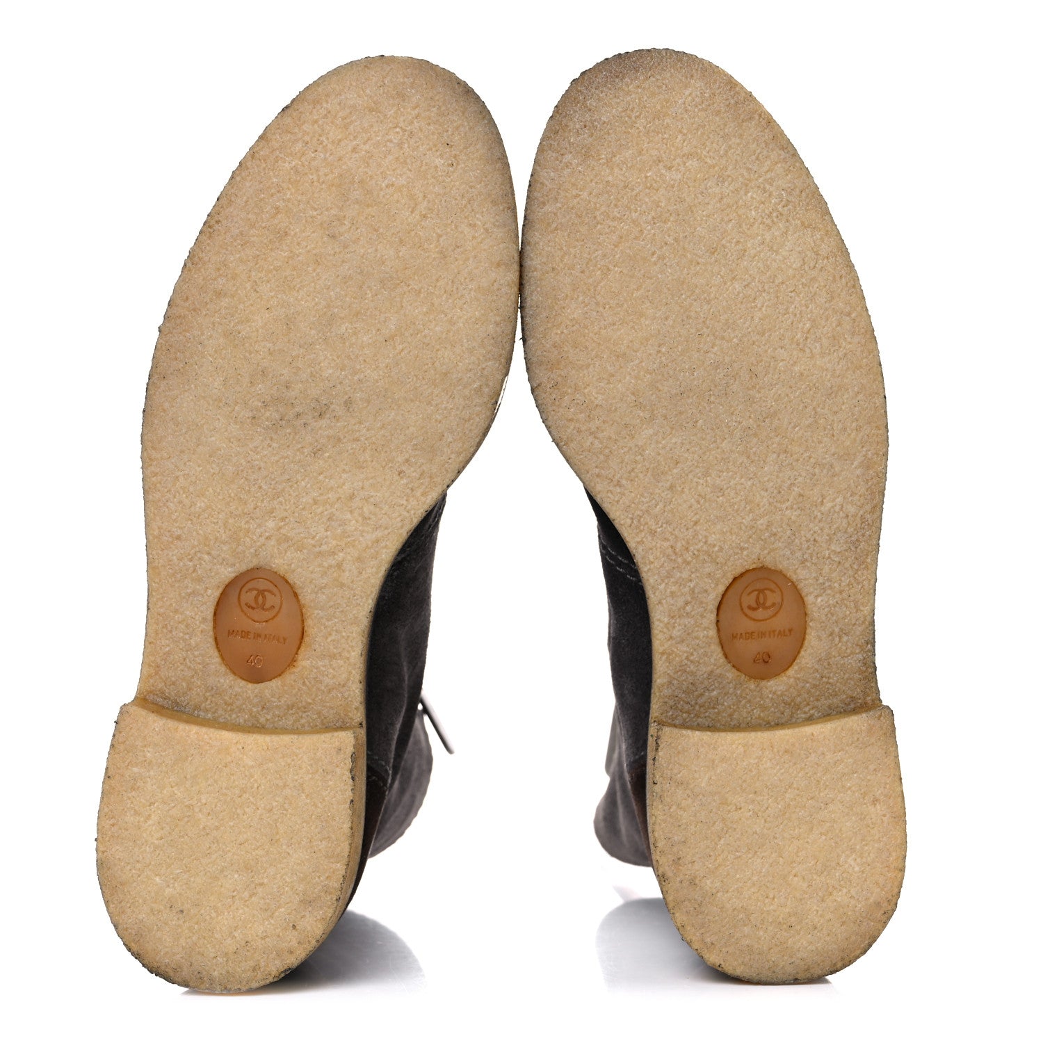 Chanel Suede Calfskin Zipper CC Boots 40 Grey 7 of 7