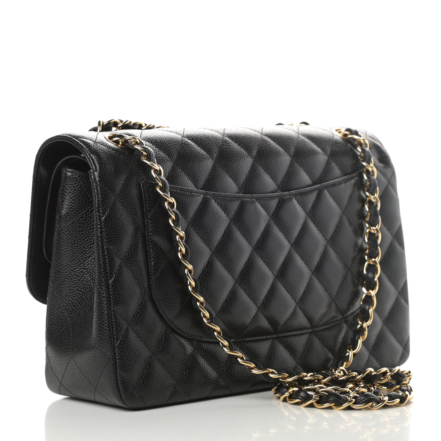 Caviar Quilted Jumbo Double Flap Black