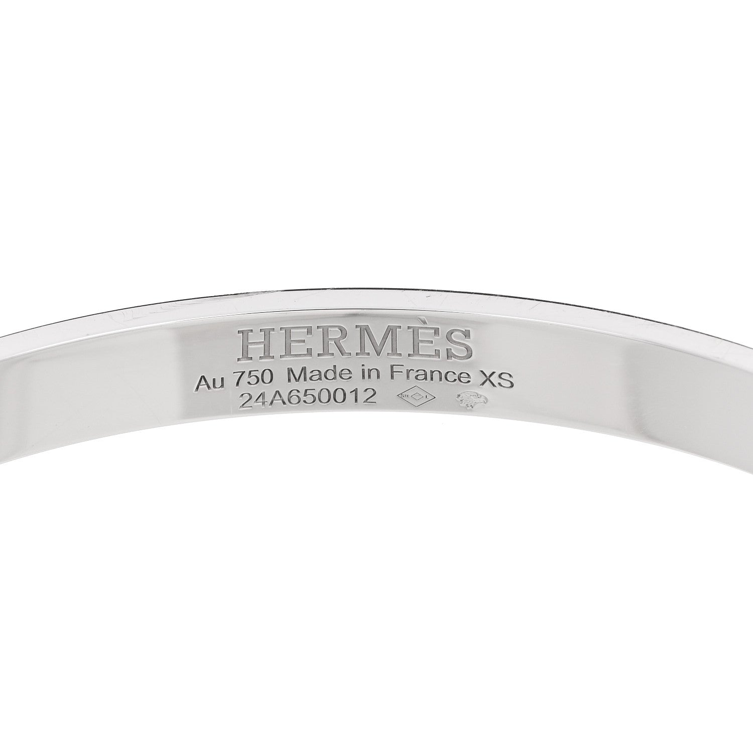 Hermes 18K White Gold Diamond Kelly Full Pave Bracelet XS 3 of 4