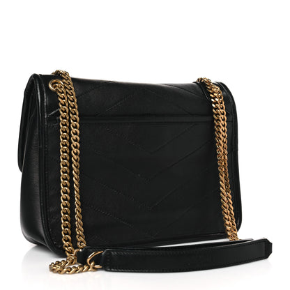 Saint Laurent Lambskin Matelasse Monogram Baby Niki Chain Satchel Black 3 of 10