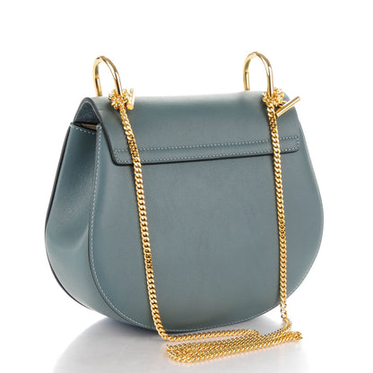 Chloe Suede Smooth Calfskin Drew Shoulder Bag Cloudy Blue 3 of 7