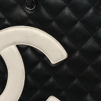 Chanel Calfskin Quilted Medium Cambon Tote Black White 12 of 13