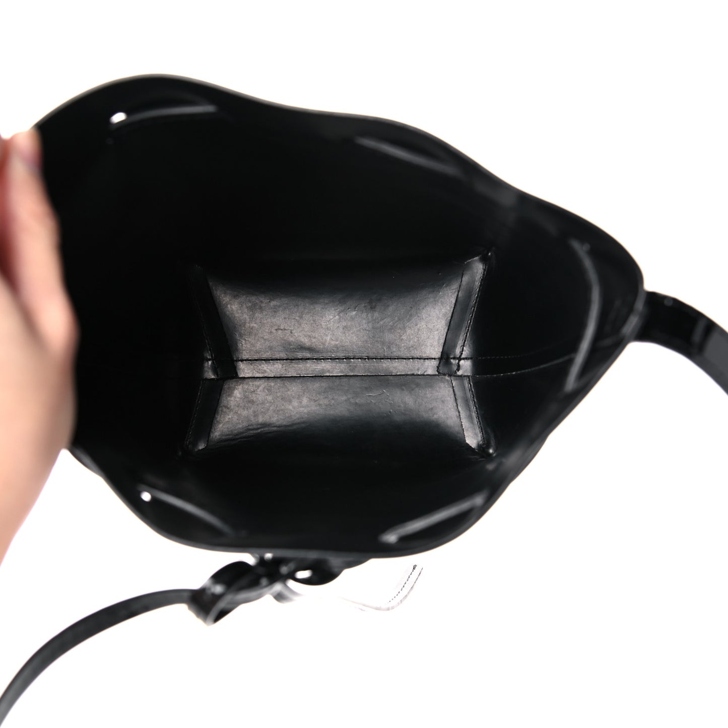 Patent Calfskin Mini Mini Bucket Bag Black
