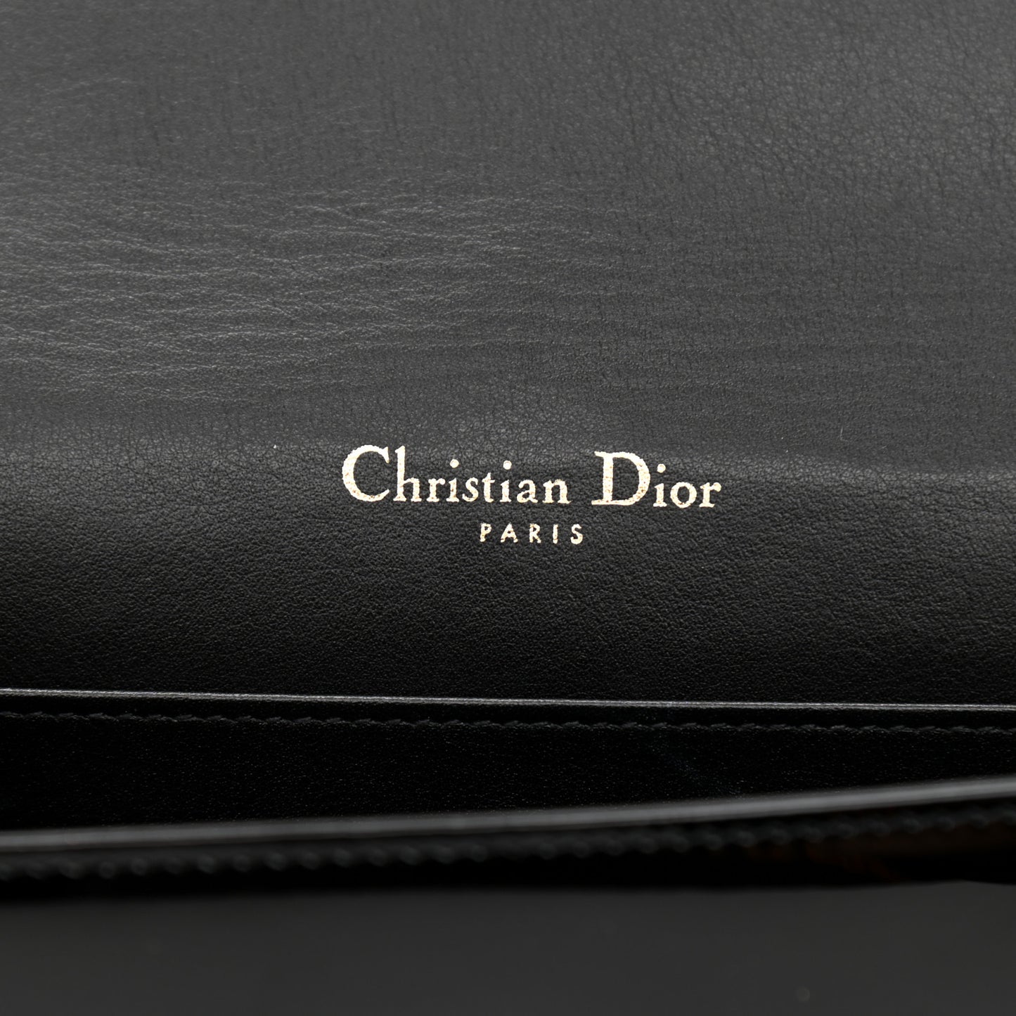 Patent Cannage Lady Dior Chain Wallet Black