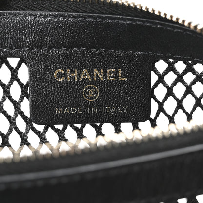 Chanel Mesh Shiny Lambskin Clutch With Chain Black 7 of 11