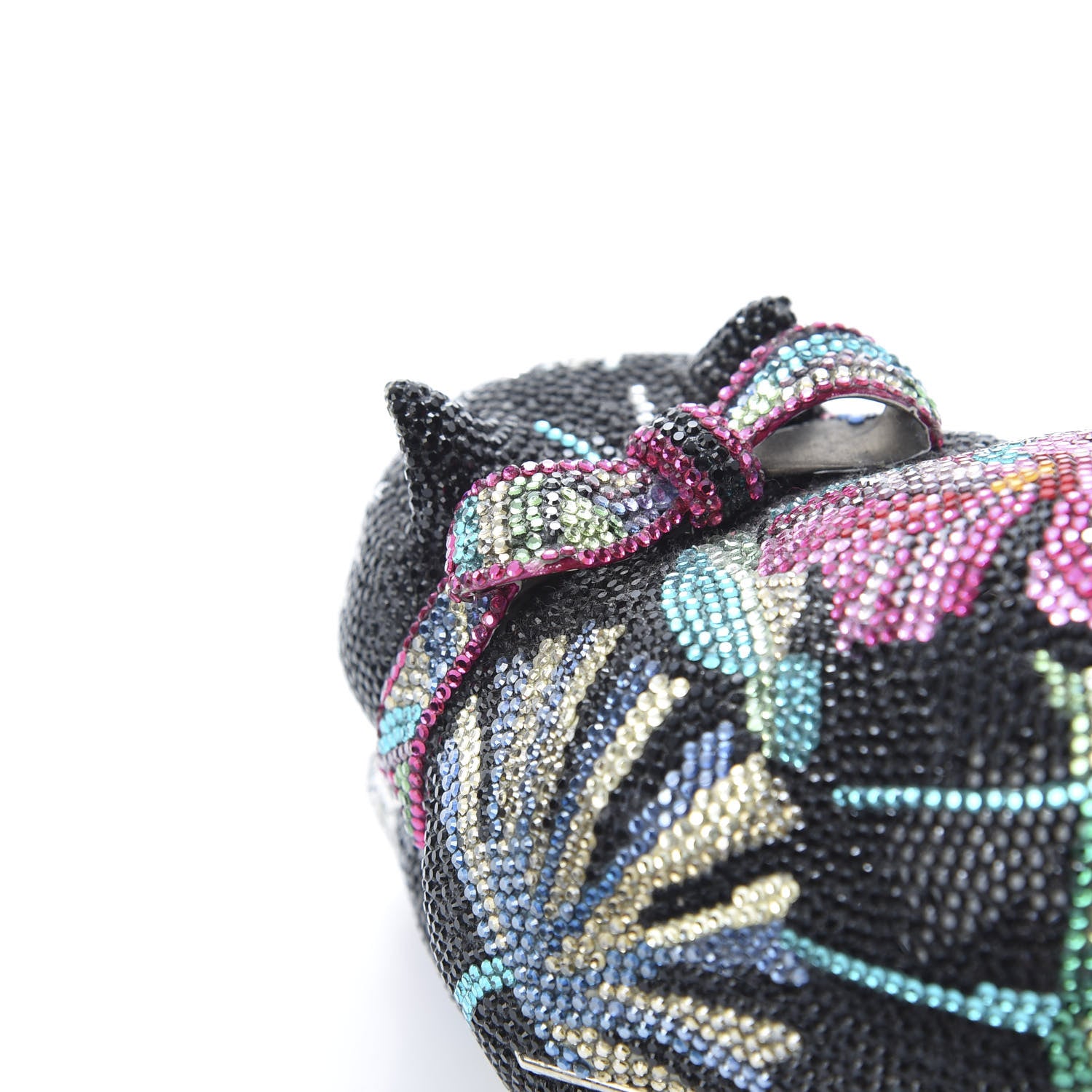 Judith Leiber Swarovski Crystal Sleeping Cat Minaudiere Clutch Black Multicolor 9 of 9