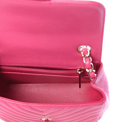 Chanel Lambskin Chevron Quilted Mini Square Flap Fuchsia 4 of 8