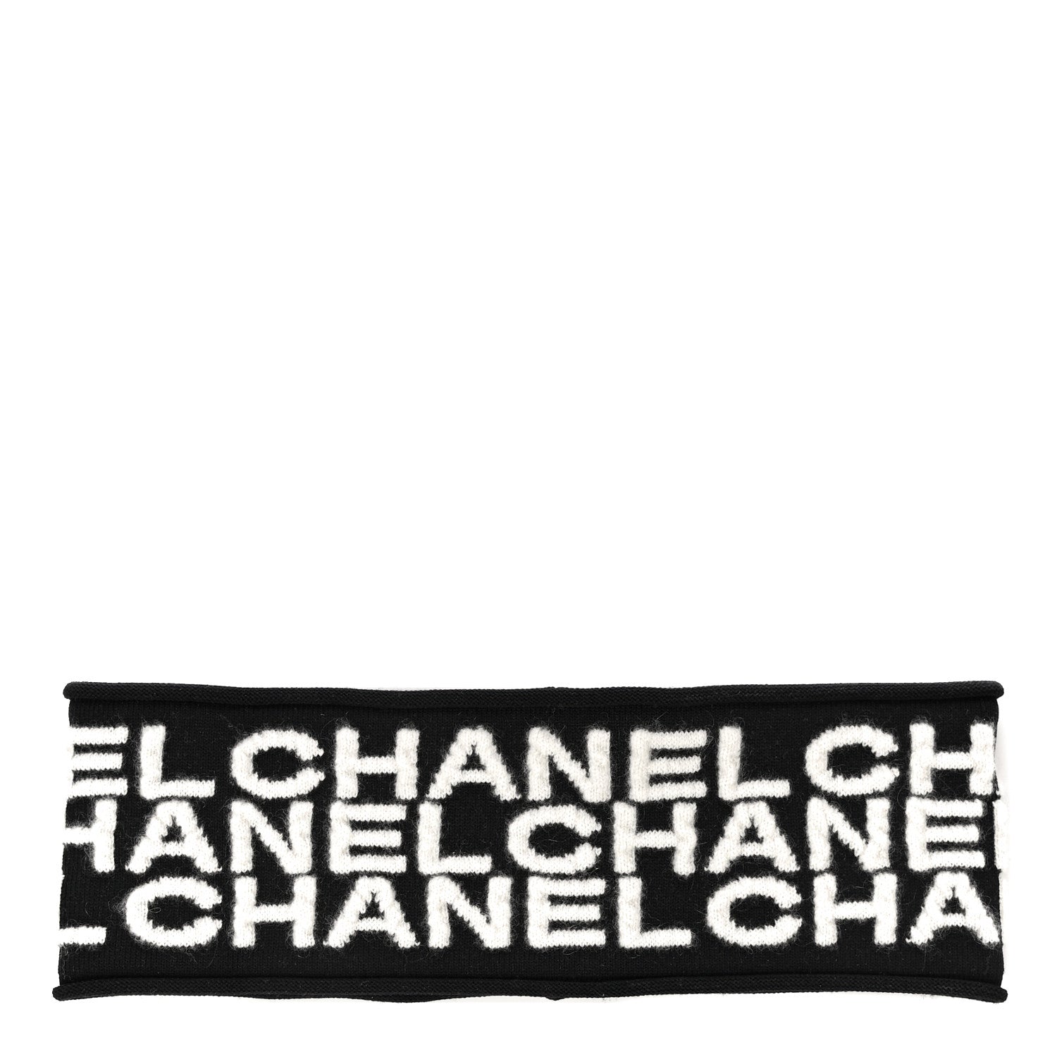 Chanel Cashmere Logo Headband Black White 1 of 6