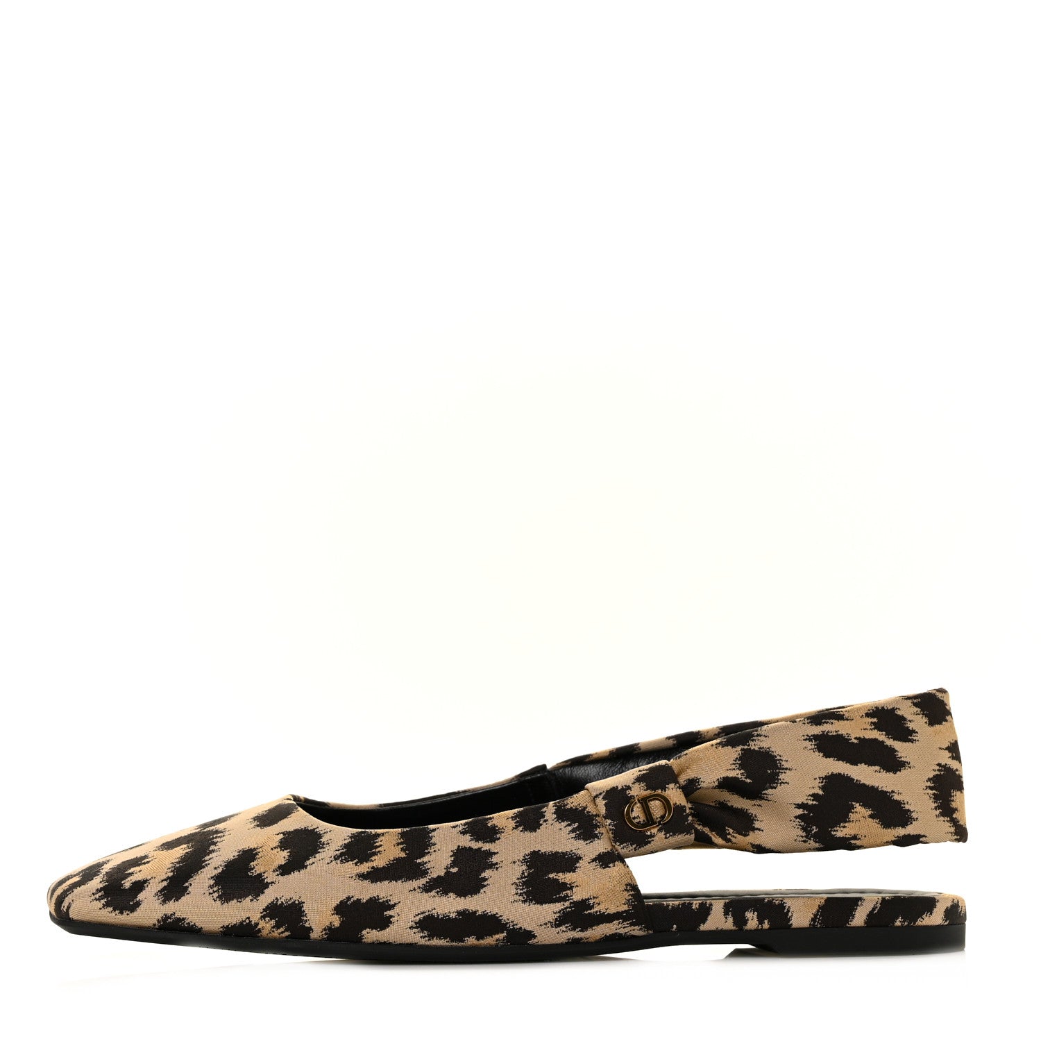 Christian Dior Nylon Leopard Print Mizza Slingback Flat 39 Beige Multicolor 1 of 9